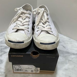 Converse Jack Purcell White Leather UNISEX LOW TOP SHOE Men’s 6 Women’s 7.5
